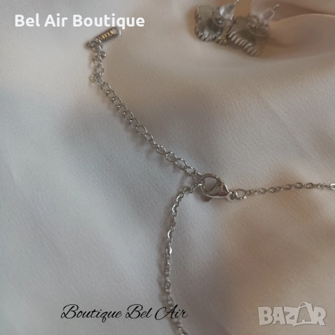 Van Cleef детелини комплект колие и обеци, снимка 4 - Колиета, медальони, синджири - 51618995