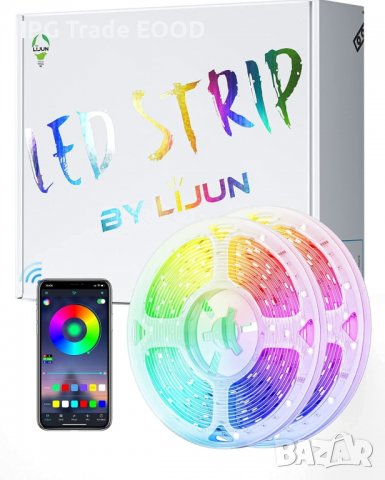 Промо! 10м (2х5м) RGB LED лента, Bluetooth управление, вграден микрофон, снимка 1 - Лед осветление - 36358570