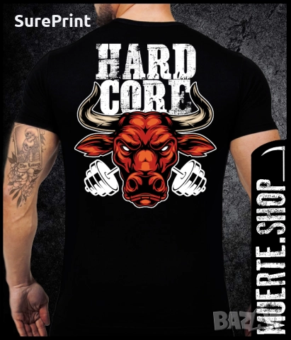 Черна тениска с щампа HARDCORE RED BULL