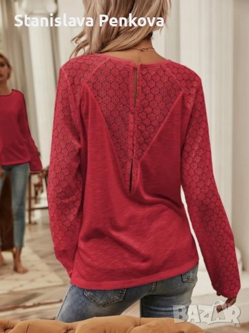 Нова червена блуза S/EU36, снимка 4 - Блузи с дълъг ръкав и пуловери - 44166740