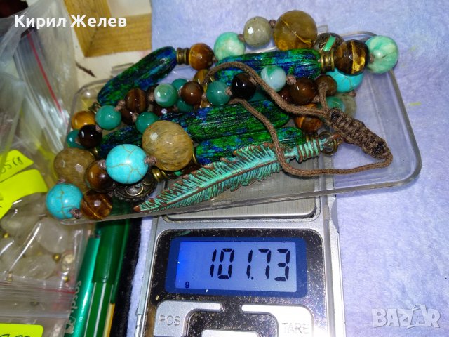 РАЗКОШНА СКЪПОЦЕННА ВИНТИДЖ АРТ ОГЪРЛИЦА с РЕЛЕФНО БРОНЗОВО ПЕРО и ФАСЕТИРАНИ КАМЪНИ КРИСТАЛИ 34778, снимка 9 - Колиета, медальони, синджири - 39193047