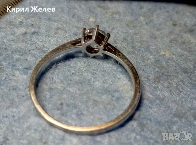 СКЪПОЦЕНЕН ГОДЕЖЕН СРЕБЪРЕН ПРЪСТЕН СРЕБРО ВИСОКА ПРОБА с БЯЛА ПОЗЛАТА и ЕДЪР ФАСЕТИРАН ЦИРКОН 44354, снимка 2 - Пръстени - 49144564