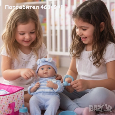 Кукла бебе с пълен комплект – Шише, пижама, легълце и аксесоари - 42 см - НА БЪЛГАРСКИ, снимка 4 - Кукли - 52579386