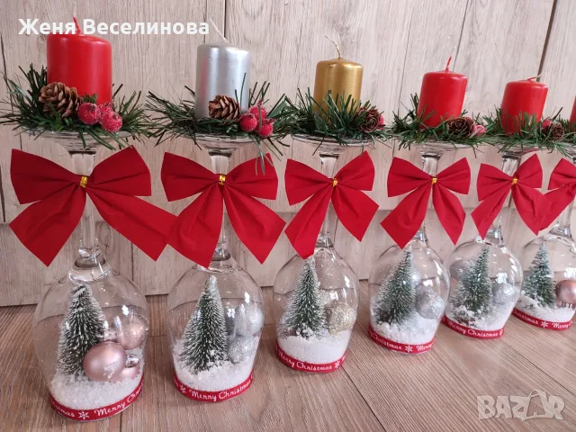 Ръчно изработени коледни свещници, снимка 11 - Коледни подаръци - 56484344