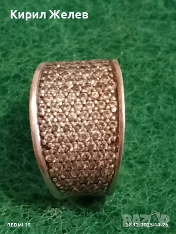 Прекрасен скъпоценен сребърен пръстен с ювелирно инкрустирани цирконий ръчна изработка 39744, снимка 2 - Пръстени - 52917683