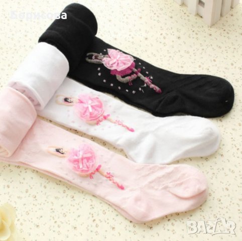Детски чорапогащници с апликация балерина, чорапогащник за балет, снимка 3 - Детско бельо и бански  - 30707991