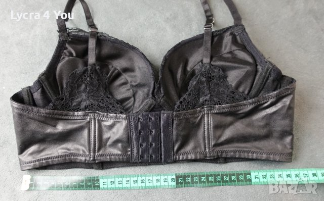80В страхотен кожен сутиен със сменяеми подплънки и твърди чашки, снимка 7 - Бельо - 42238419
