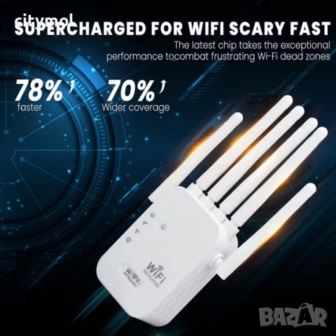 Repeater, усилвател/повторител на WIFi сигнал с 6 антени до 300Mbps, снимка 2 - Рутери - 51826862