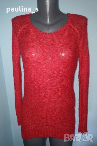 Червен пуловер тип туника с издължена задна част "charlotte russe" / голям размер / унисайз , снимка 2 - Блузи с дълъг ръкав и пуловери - 30380364