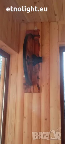 Стенни лампи с автентични колела и 2 ръчно изработени дървени чашки, снимка 14 - Лампи за стена - 49109150