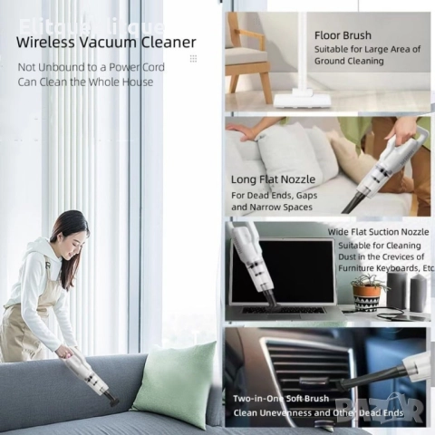 Акумулаторна безжична ръчна прахосмукачка 2 в 1, снимка 2 - Прахосмукачки - 52173677