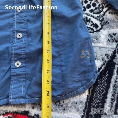 Дамска риза G-Star Raw 3301 Just The Product, синя, с копчета тип „тик-так“, размер S, снимка 4 - Ризи - 52796496