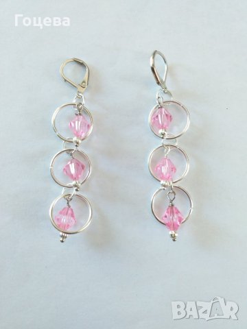 Много красиви и стилни обеци в нежно розово и сребърно от новата ни колекция, снимка 3 - Обеци - 29345201