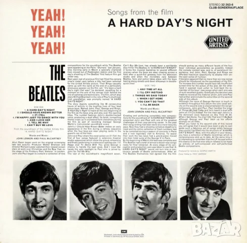 Грамофонни плочи The Beatles ‎– Yeah! Yeah! Yeah! - A Hard Day's Night , снимка 2 - Грамофонни плочи - 56332083