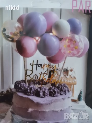 10 бр мини балони балончета и сламки топери за украса на торта , снимка 8 - Други - 27240012