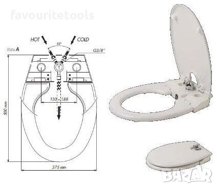 Тоалетна дъска-биде, с вграден смесител, универсална, снимка 7 - Смесители - 50795883