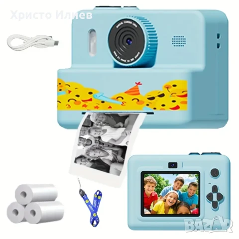 Дигитален фотоапарат детска камера за моментални снимки стил Paloroid с дисплей Розов, снимка 6 - Фотоапарати - 50488380