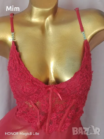 2XL Червена ефирна нощница , снимка 5 - Нощници - 56549094