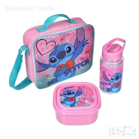 Комплект за хранене с термочанта, кутия за храна и бутилка, Stitch