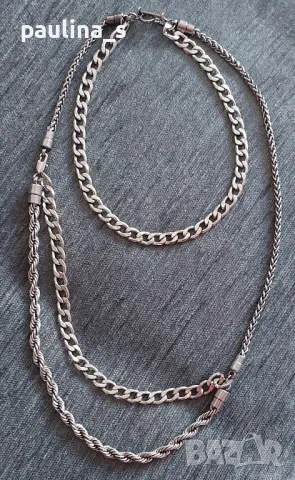 Рокерски ланец стомана / Уникален с различни плетки, снимка 3 - Колиета, медальони, синджири - 48565239