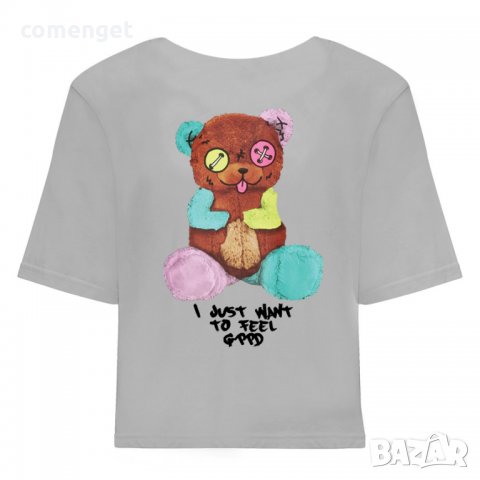 ХИТ!!! CROP TOP - къса дамска тениска BARROW FEEL GOOD BEAR - различни цветове!, снимка 5 - Тениски - 37295230