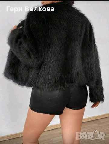 Черно макси ново пухено палто, снимка 2 - Палта, манта - 52018255