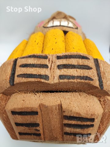 Голяма кокосова касичка за пари,стотинки , снимка 3 - Статуетки - 37788456