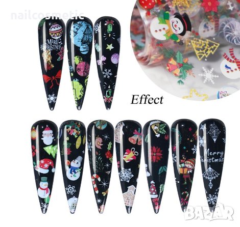 10 цвята комплект Коледно фолио за маникюр Т01, снимка 2 - Продукти за маникюр - 30093937