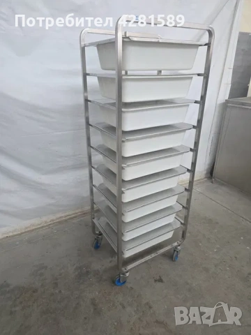 Немска спомагателна работна количка с легени за продукти