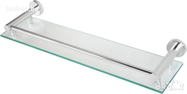 Стъклен рафт за баня Aquamarin за стена, 50 x 14 см, закалено стъкло, снимка 3 - Етажерки - 53278430