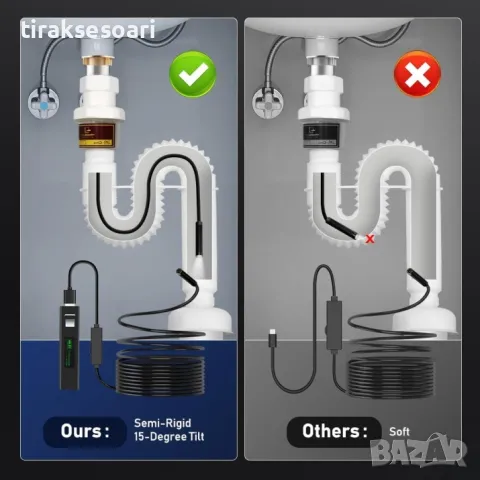 Безжичен WiFi Ендоскоп Камера за Телефон – 720p, 5м Кабел, Съвместим с iOS и Android, снимка 5 - Аксесоари и консумативи - 50210755