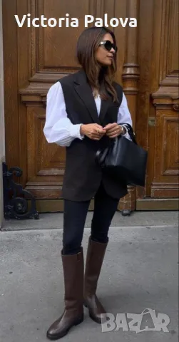 Модерен стилен зимен елек от естествен астраган, нов