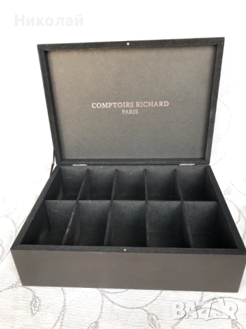 Кутия за чай Comptoirs Richard Paris, дървена, масивна, 10 отделения за чай, снимка 9 - Кутии за съхранение - 52348561