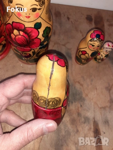 Матрьошка стара руска дарвена кукла 5 в 1, снимка 4 - Антикварни и старинни предмети - 54030776