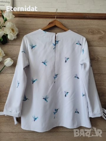 Елегантна блуза с колибри , снимка 5 - Блузи с дълъг ръкав и пуловери - 51795846