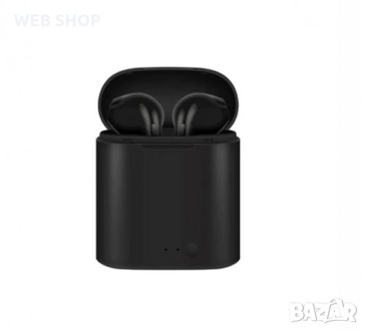Безжични слушалки i7S с кутия за зареждане 950 mAH i7S Black Edition , черни, снимка 4 - Безжични слушалки - 31995361