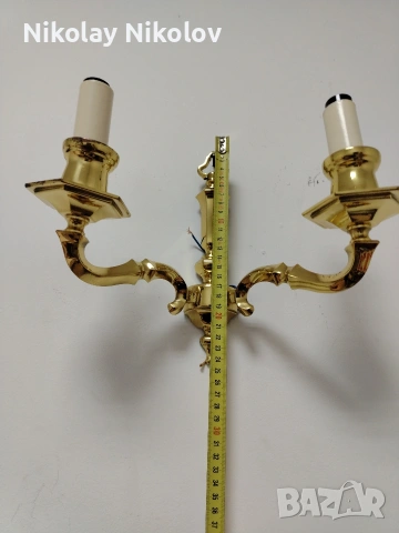 двоен месингов аплик, снимка 4 - Антикварни и старинни предмети - 53144837