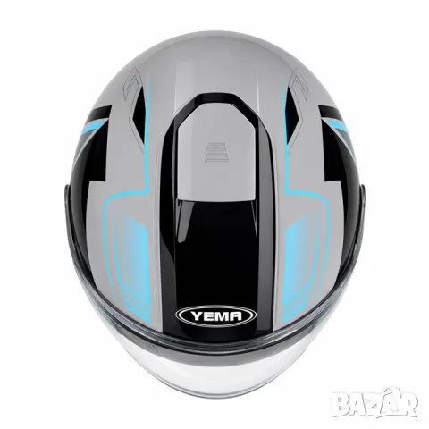 Отворена мото каска YEMA ECE R22.06 с два визьора сиво и синьо, снимка 4 - Аксесоари и консумативи - 55865690