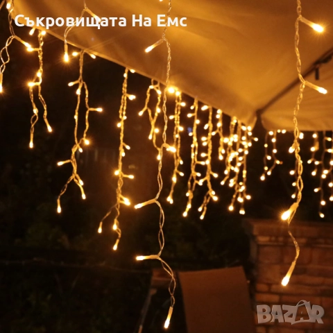 Коледни Лампи Тип Завеса 12метра Светеща Част+1м Захранващ Кабел Интериор/ Екстериор Контролер с 8 р, снимка 4 - Други - 52346621