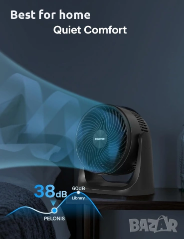 Pelonis Вентилатор за вкъщи с 3 скорости и 7-инчови перки, настолен, снимка 4 - Друга електроника - 53357593