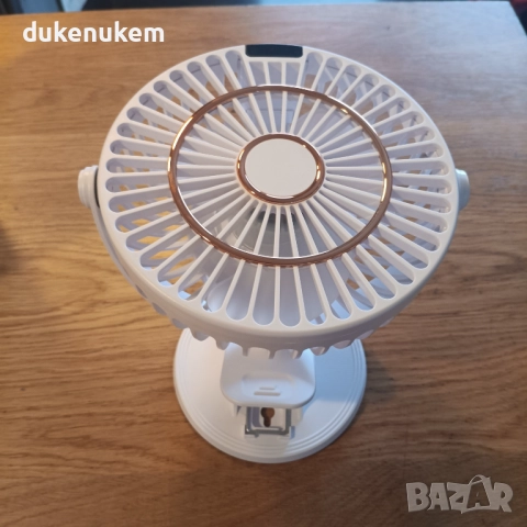 Преносим настолен вентилатор 3-в-1, 5 скорости, 720° въртене, LED дисплей, 2400mAh батерия, снимка 9 - Вентилатори - 52638139
