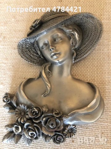 Картина релефна женска глава от сребро с щемпел печат и подпис, снимка 4 - Картини - 54053297