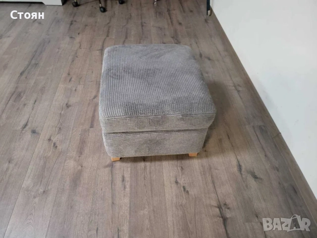  Сива табуретка от плат с функция ракла, снимка 5 - Дивани и мека мебел - 51966617