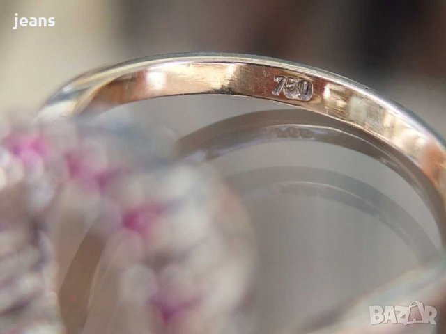 Златен пръстен 18к. 750 подкова рубини, снимка 5 - Пръстени - 29840363