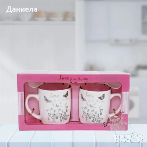 Комплект порцеланови чаши с лъжички, снимка 4 - Чаши - 49792638