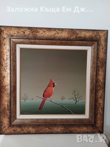 Картина червена птица на Иван Христов - Грога