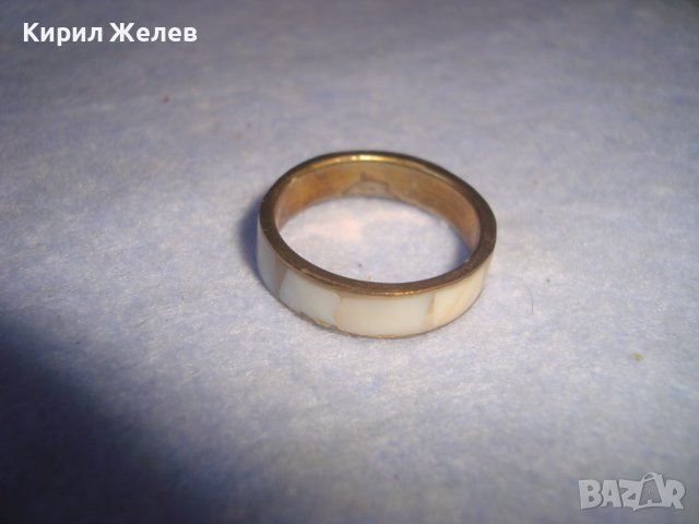 СТАР БРОНЗОВ СЕДЕФЕН АРТ ДЕКО ПРЪСТЕН Тип ХАЛКА МАЙСТОРСКА РЪЧНА ИЗРАБОТКА със СЕДЕФ 27609, снимка 4 - Антикварни и старинни предмети - 37412639