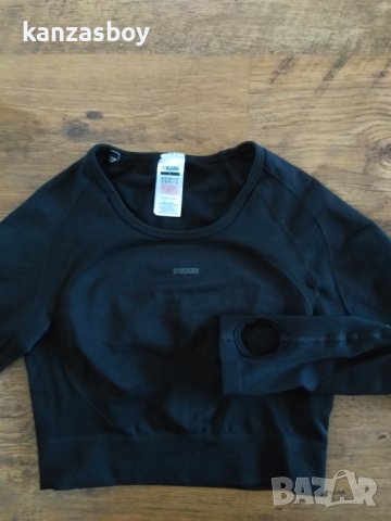 gymshark  FLEX SPORTS LONG SLEEVE CROP TOP - страхотно фитнес бюстие КАТО НОВО, снимка 6 - Корсети, бюстиета, топове - 40145994