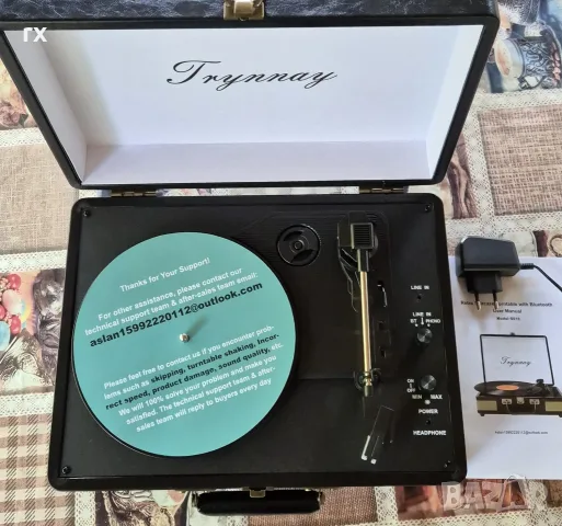 Грамофон Trynnay R610 Куфар с Bluetooth & Вградени Говорители, снимка 3 - Грамофони - 55877535