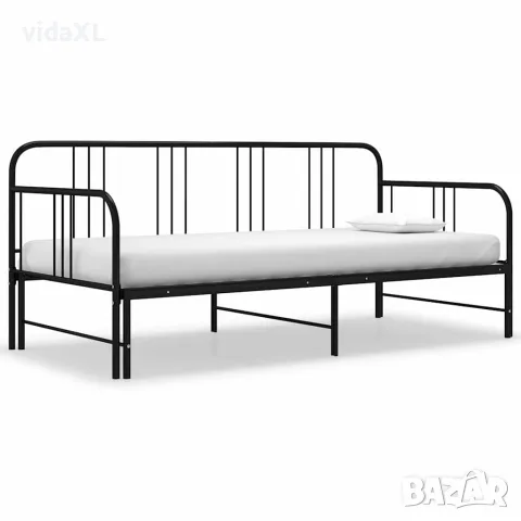 vidaXL Разтегателна кушетка рамка за легло черна метал 90x200 см